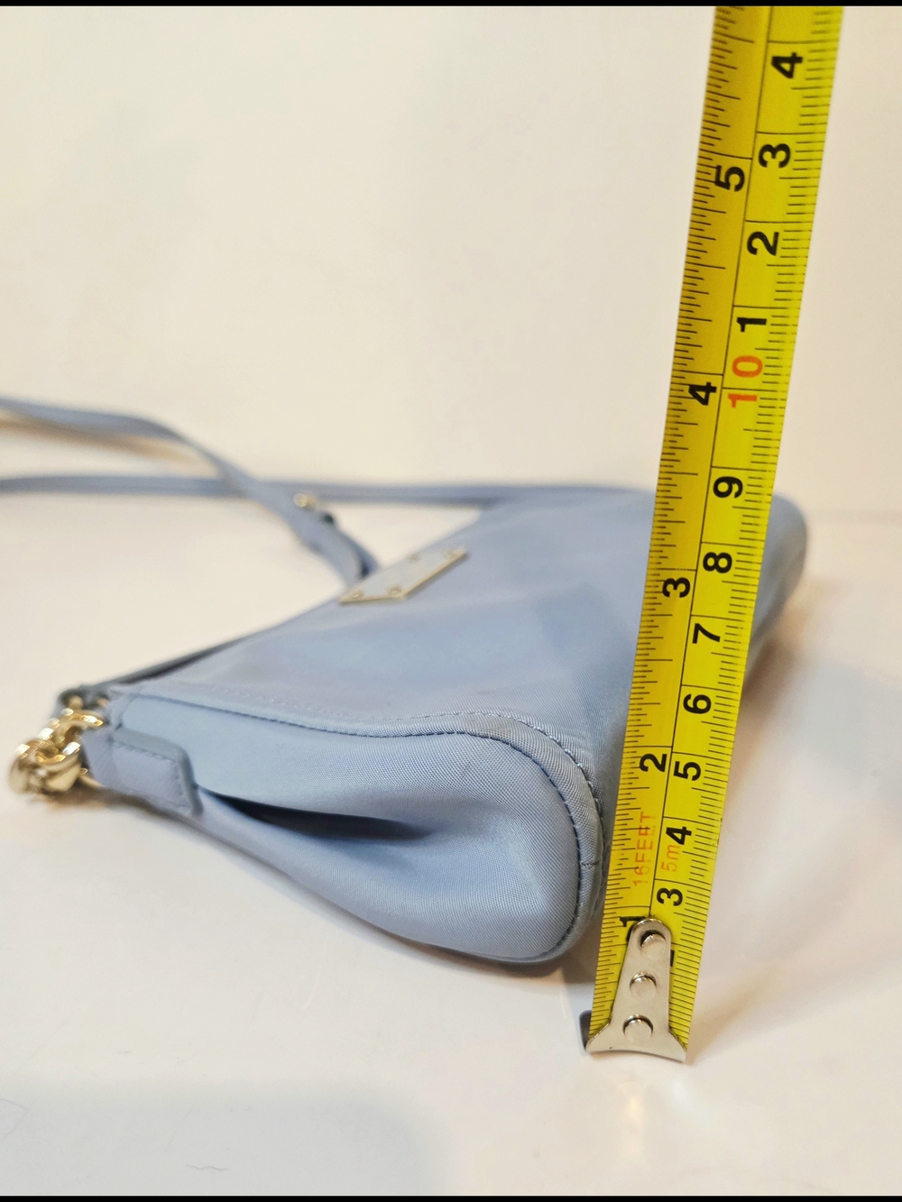 Kate Spade Convertible Crossbody Nylon Purse Baby Blue Baguette Demi Pochette - Picture 14 of 16